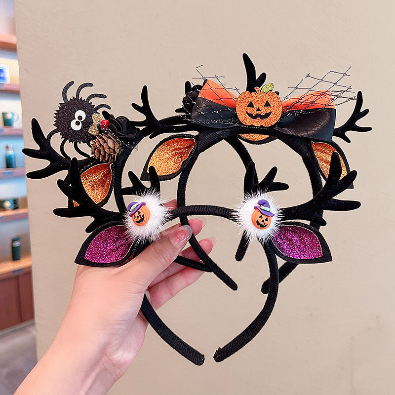 Diadema de astas negras para Halloween con diseños festivos