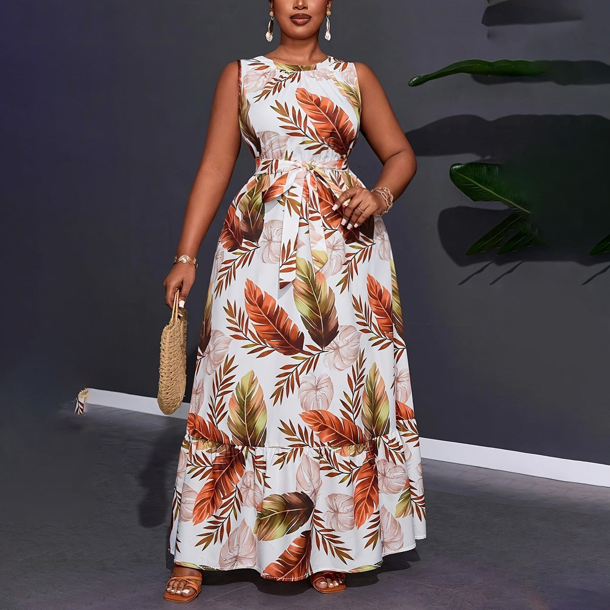 Women Casual Plus Size Floral Printed Loose Dress