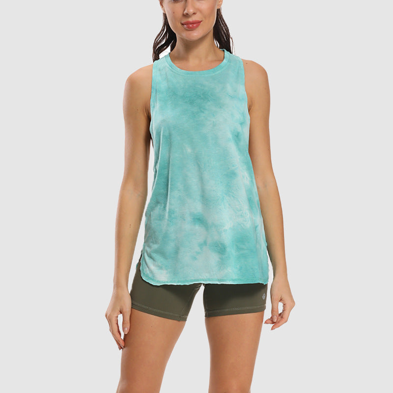 Top de yoga holgado con estampado tie-dye para mujer
