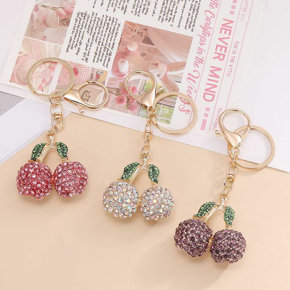 Creative Rhinestone Cherry Fruit Key Chain