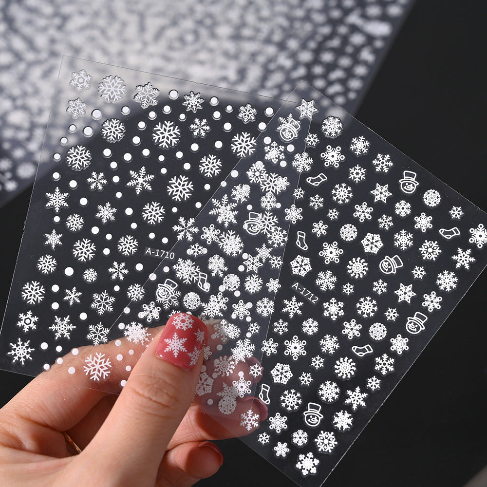 Pegatinas navideñas de copos de nieve para uñas