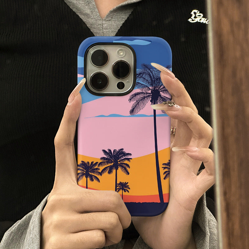 All-Inclusive Cartoon Coconut Print Soft iPhone Case