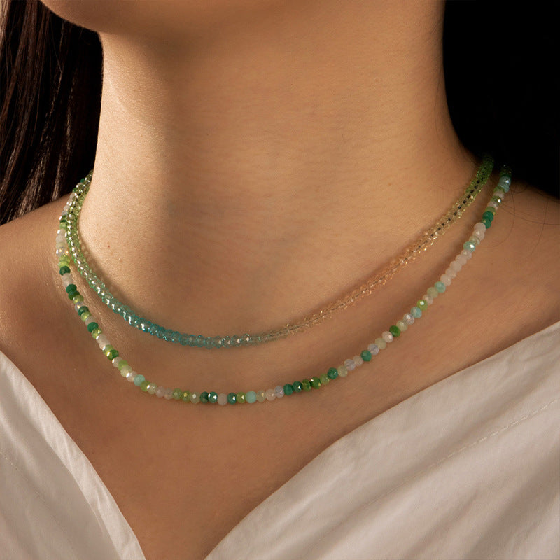 Collier bohème fait main en perles de riz multicolores
