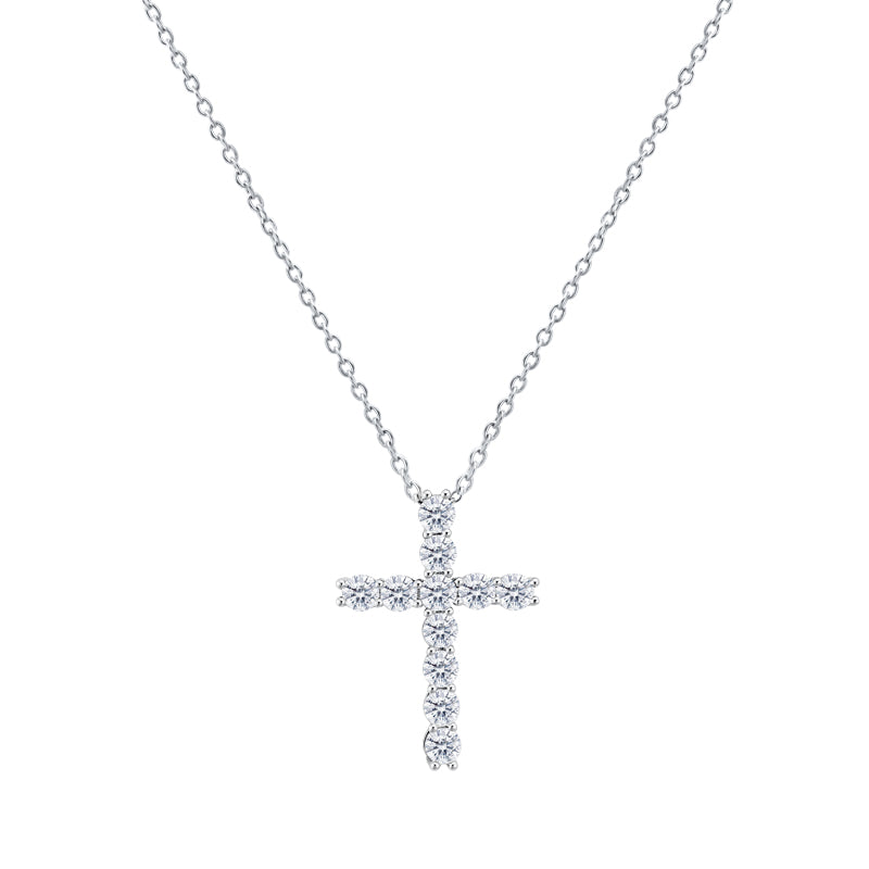 Women Fashion Zircon Titanium Steel Cross Necklace Set Stylish Jewelry