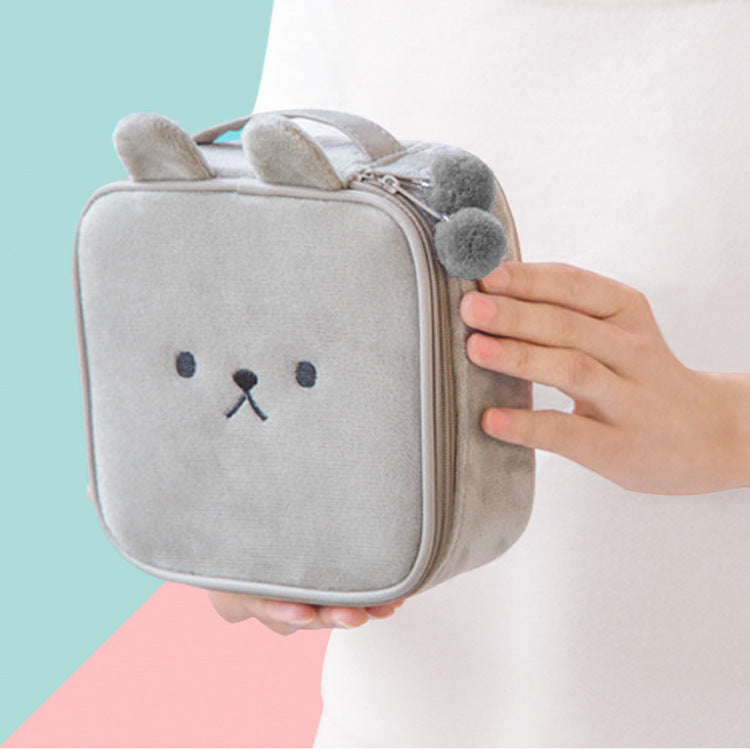 Bolsa de cosméticos bordada con dibujos de animales para mujer