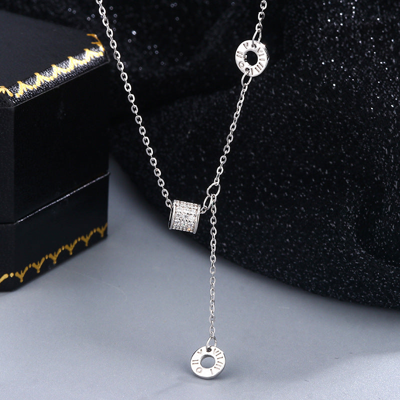 Collar de plata con circonitas circulares para mujer, estilo geométrico