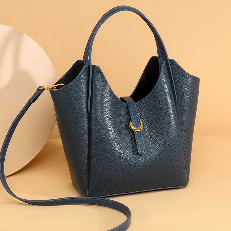 Sac à main décontracté en cuir à motif litchi de couleur unie pour femme