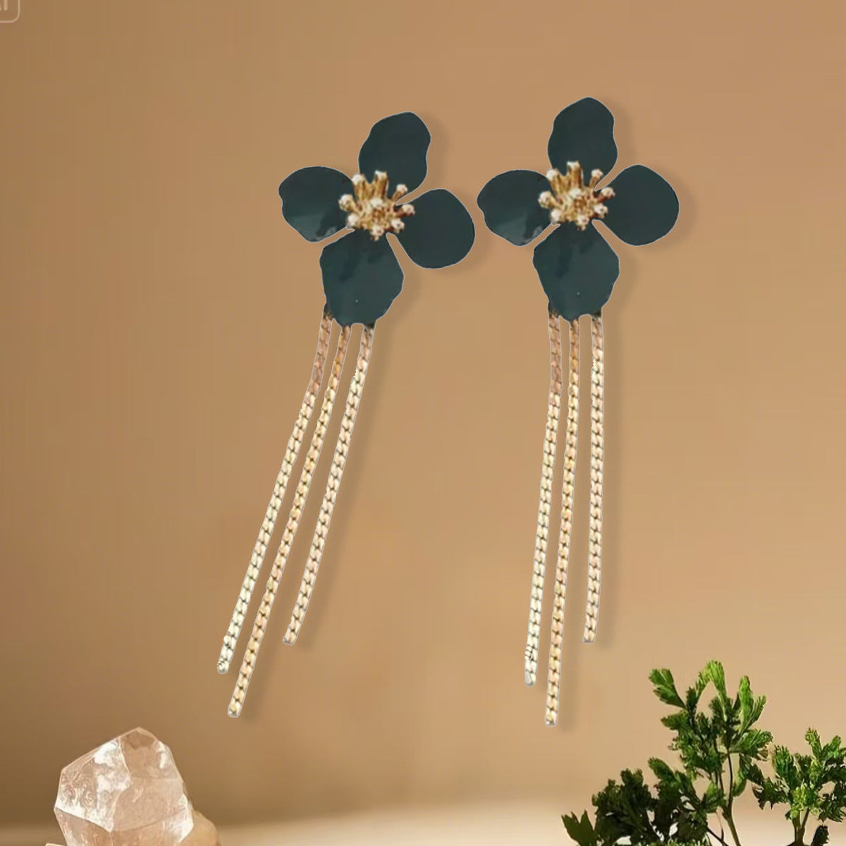 Women Fashion Creative Floral Tassel Earrings