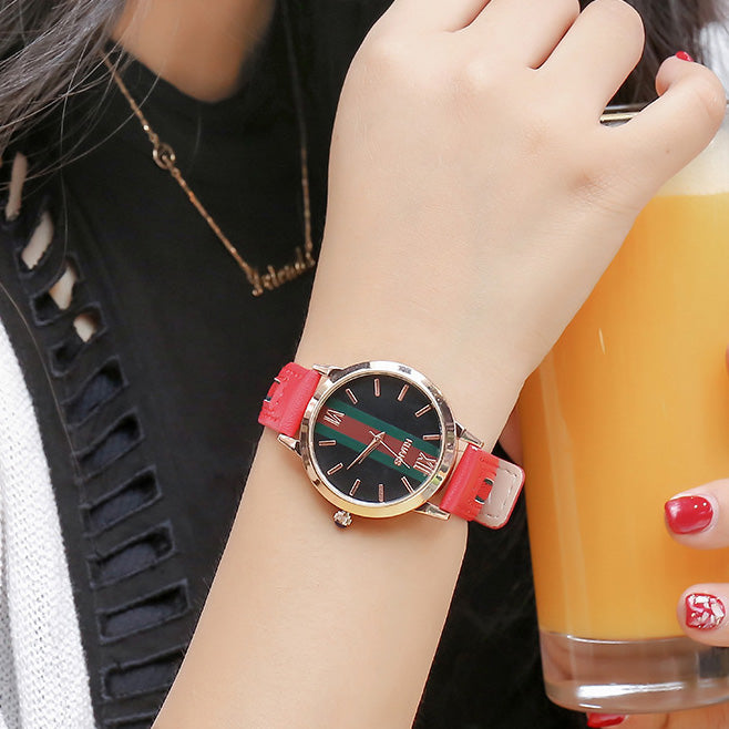 Women Fashion Casual Contrast Color Large Dial Quartz Watch