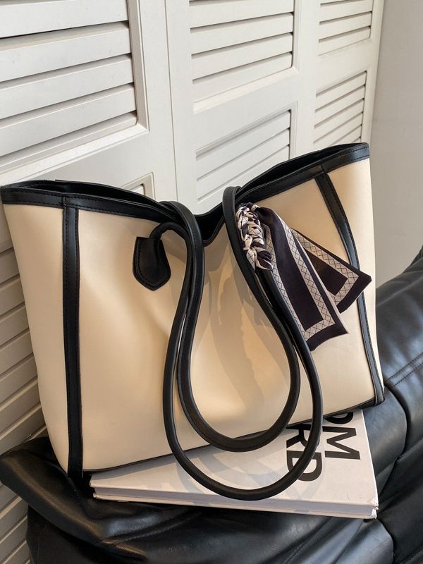 Bolso de mano informal sencillo con contraste de color para mujer