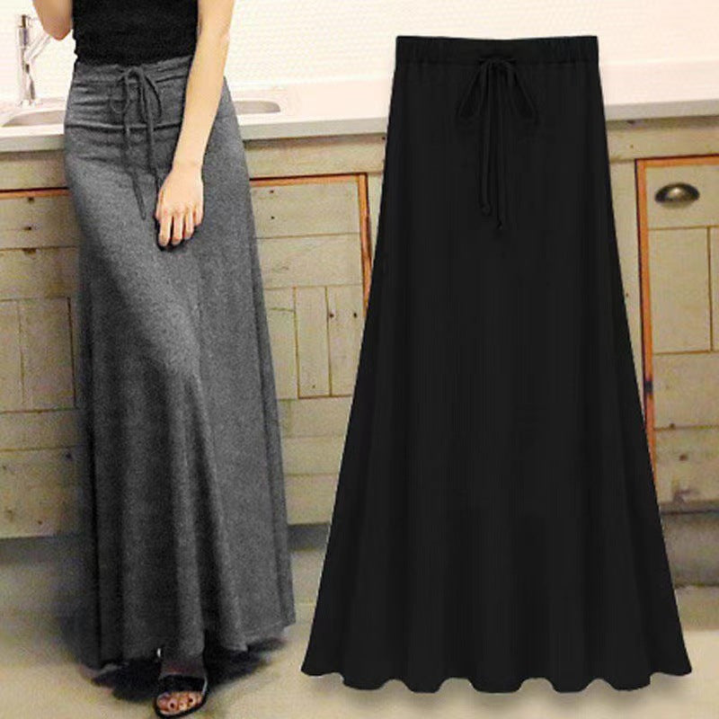 Falda larga informal de color liso a la moda para mujer