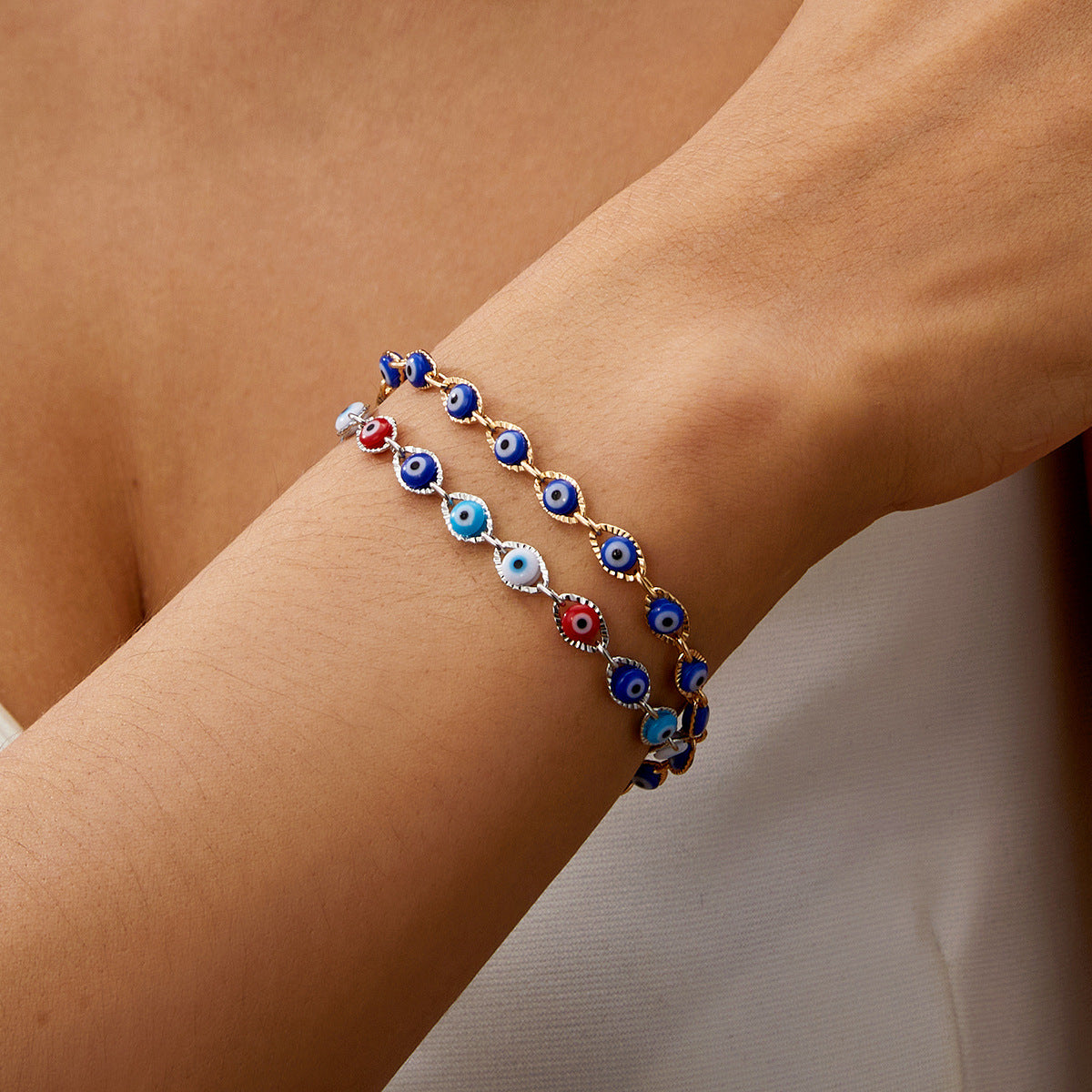 Women Fashion Casual Devil'S Eye Alloy Beads Bracelet