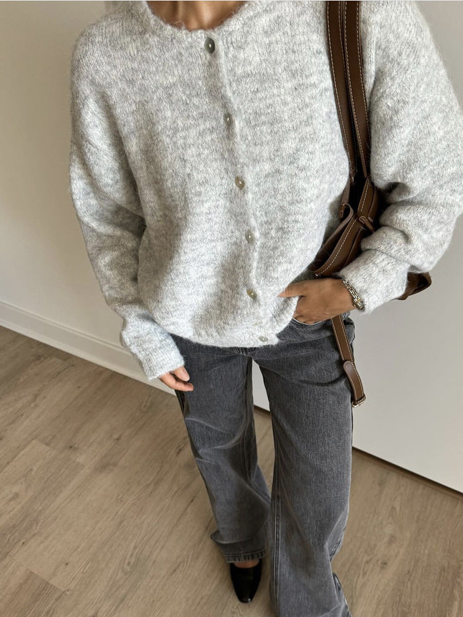 Women Vintage Wool Blend Knitted Cardigan Sweater