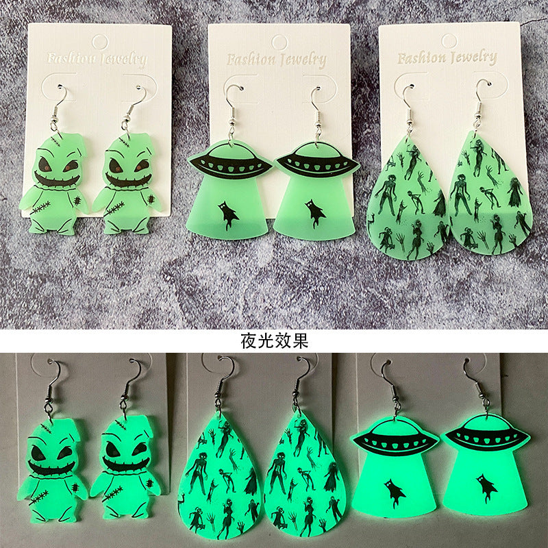 Halloween Women Horror Funny Demon Ghost Acrylic Earrings