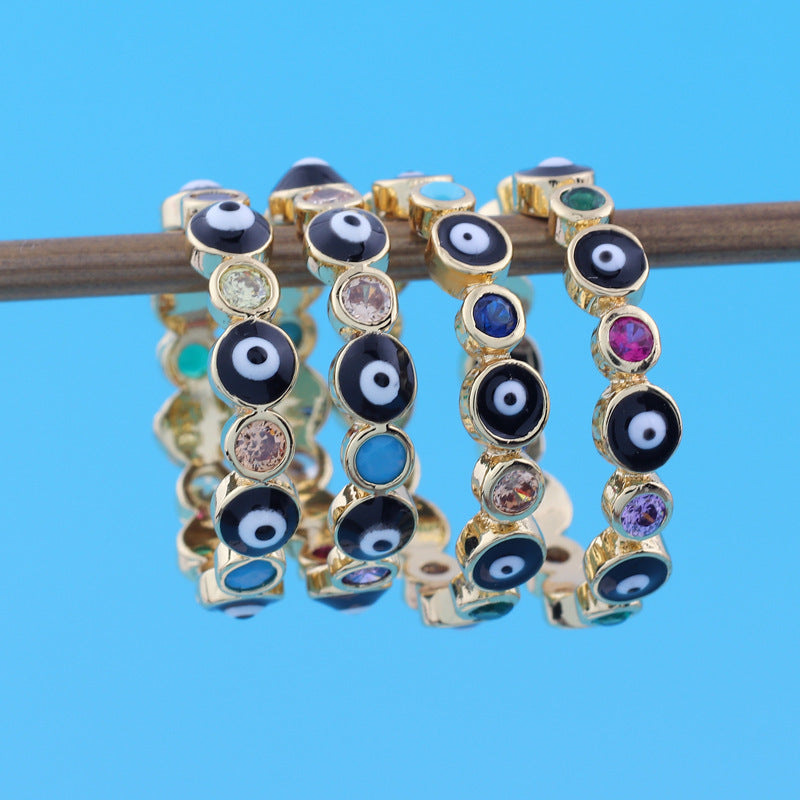 Simple Evil Eye Design Enamel Alloy Ring