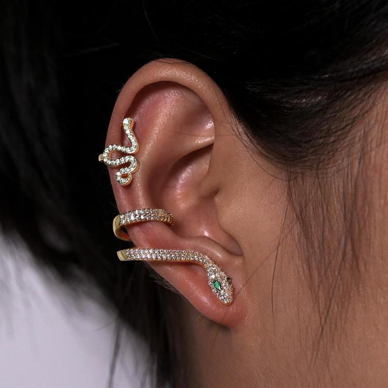 Women Fashion Alloy Snake Shape Halloween Clip Earrings