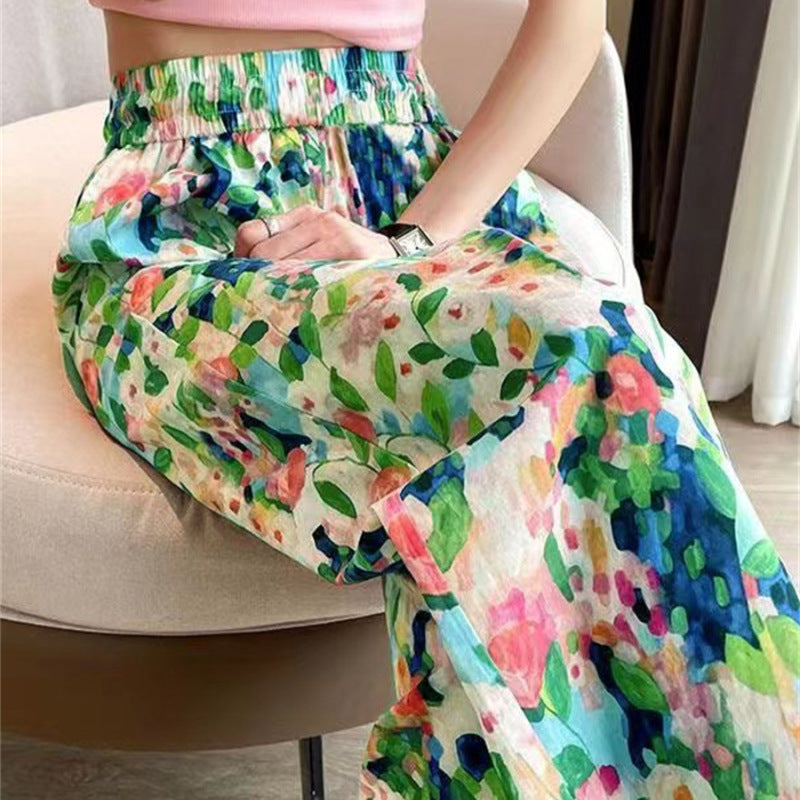 Women's Floral Print High Waist Wide Leg Pants