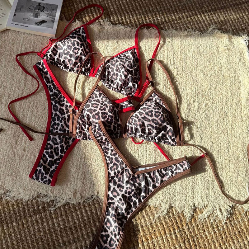 Maillot de bain bikini sexy à imprimé léopard pour femme