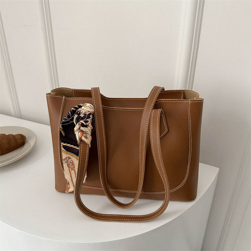 Sac fourre-tout décontracté à ruban de couleur unie pour femme