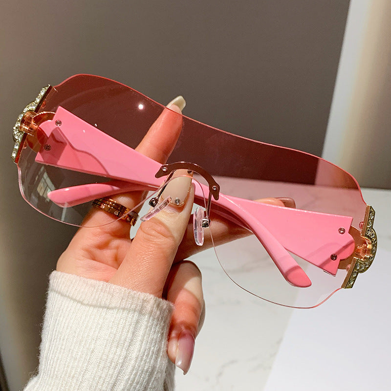 Gafas de sol de moda de una pieza sin marco Y2K