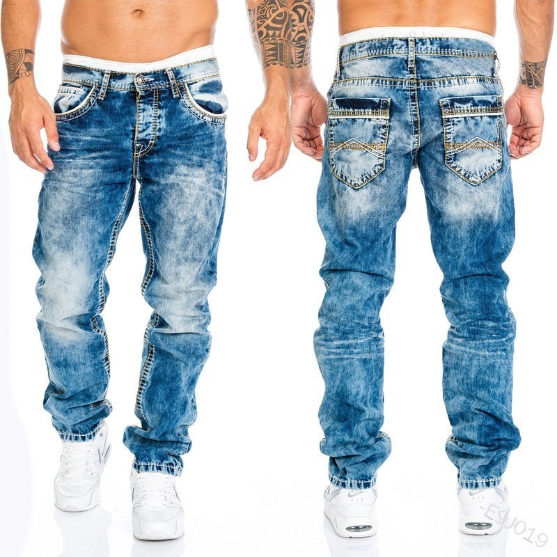 Vaqueros rectos casuales para hombre estilo hip hop
