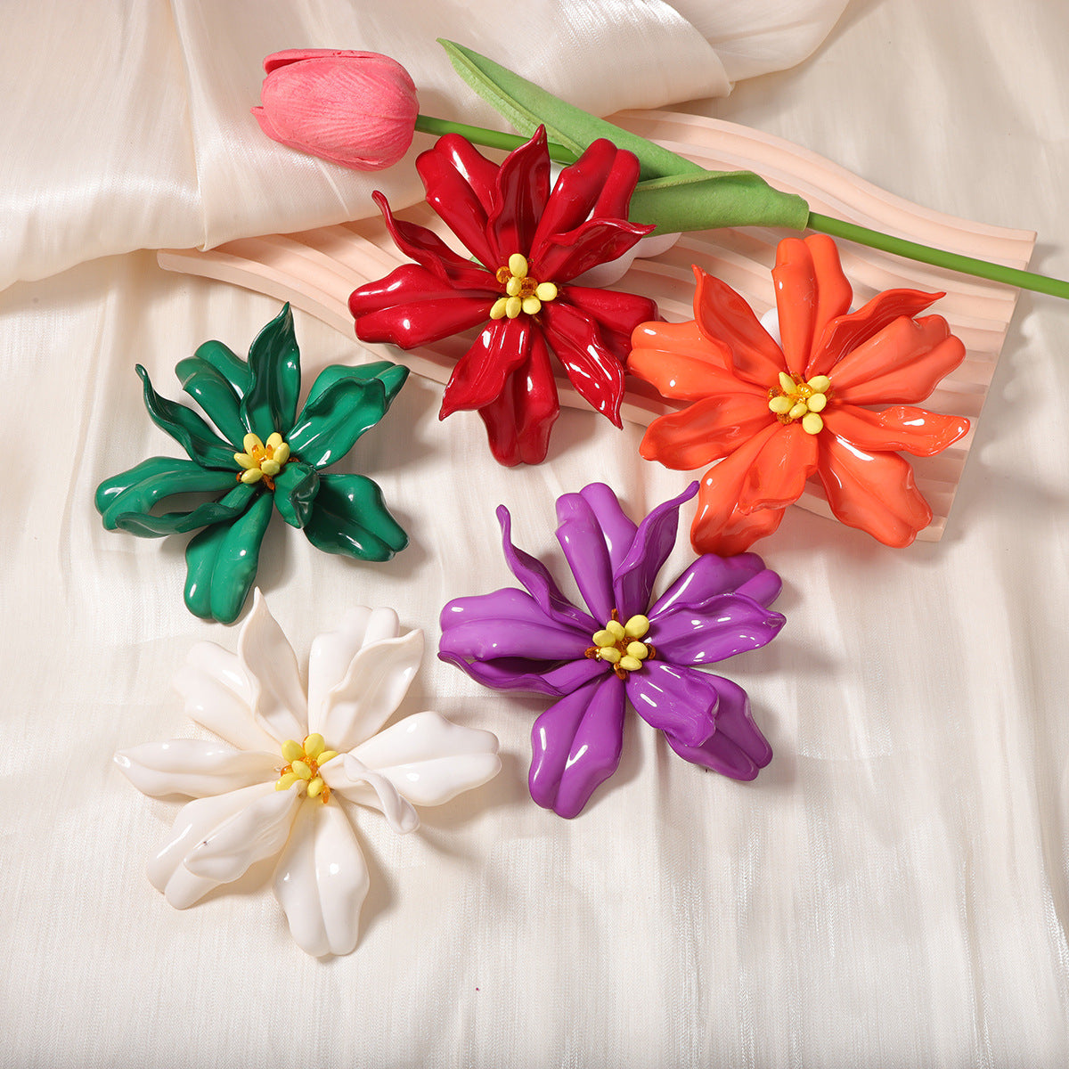 Women Fashion Creative Exaggerated Big Flower Earrings