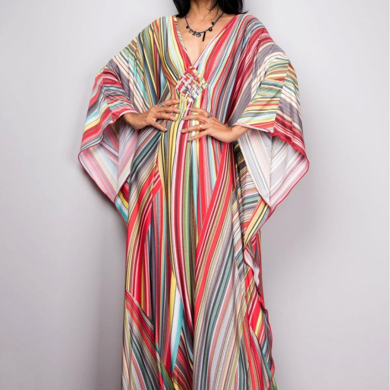Robe de plage ample en polyester imprimé