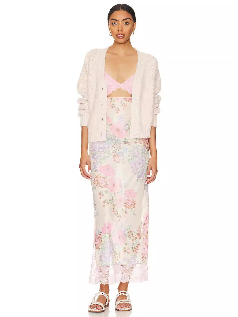 Vestido sexy de encaje calado sin mangas con abertura para mujer