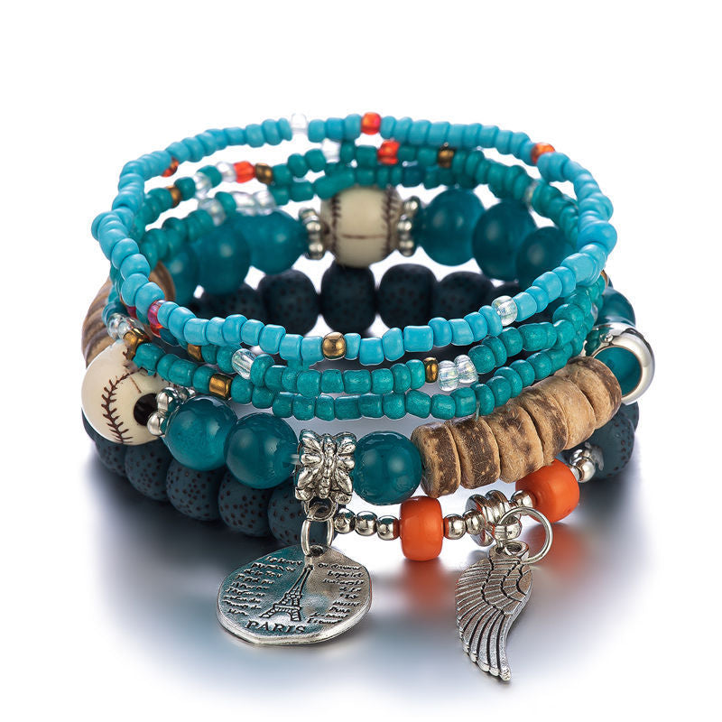 Women Bohemian Ethnic Style Multi-Layer Bead Bracelet