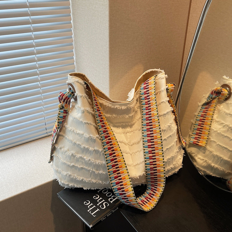 Bolso de hombro de lona informal de moda para mujer con cierre magnético