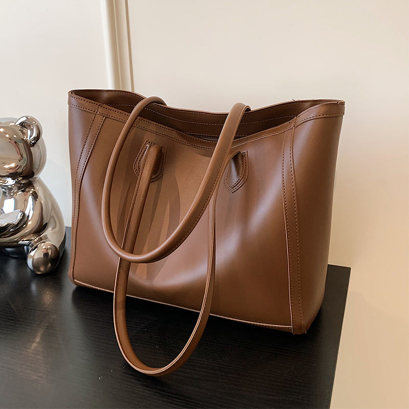 Sac fourre-tout décontracté de grande capacité pour femme, couleur unie