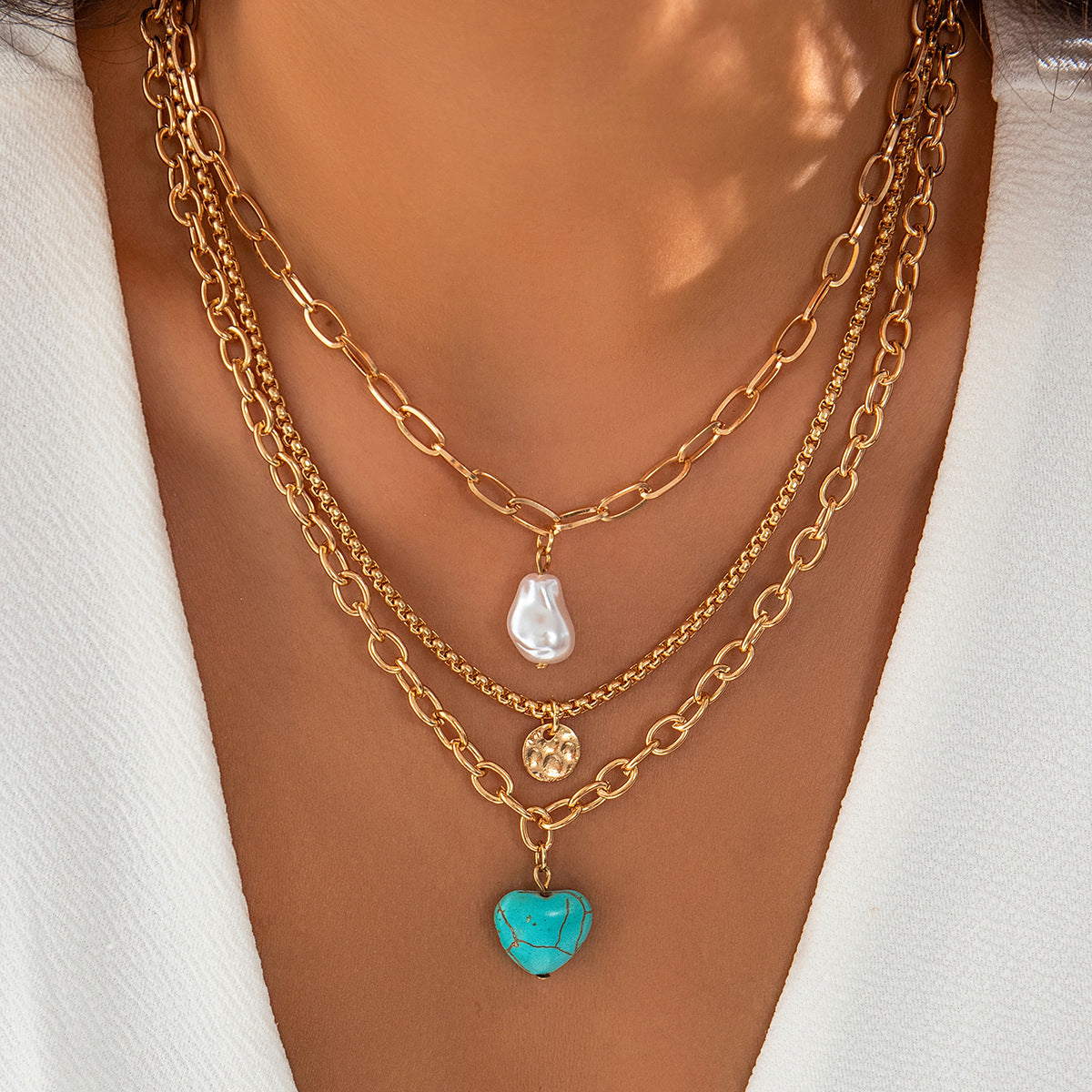 Collar de perlas de imitación barrocas de moda nacional