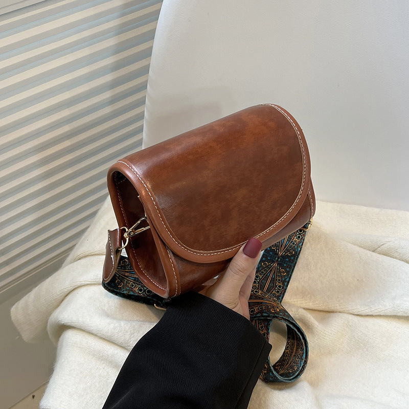 Bolso bandolera cuadrado de color sólido retro de moda para mujer