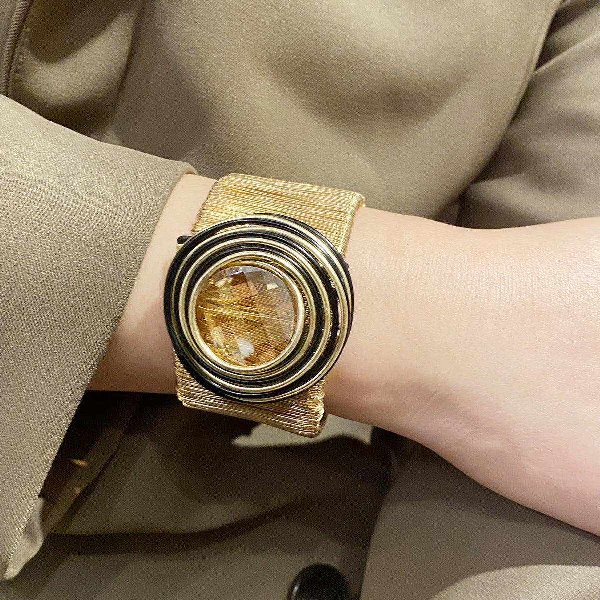 Women Fashion Exaggerated Arm Ring Winding Wire Opening Bracelet