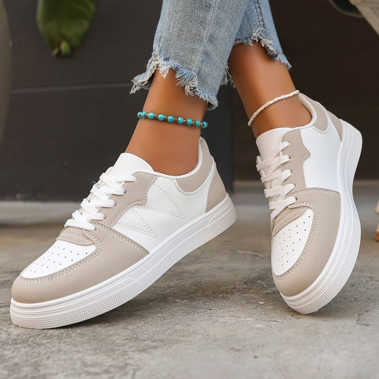 Zapatillas informales transpirables con contraste para mujer - Zapatos de punta plana