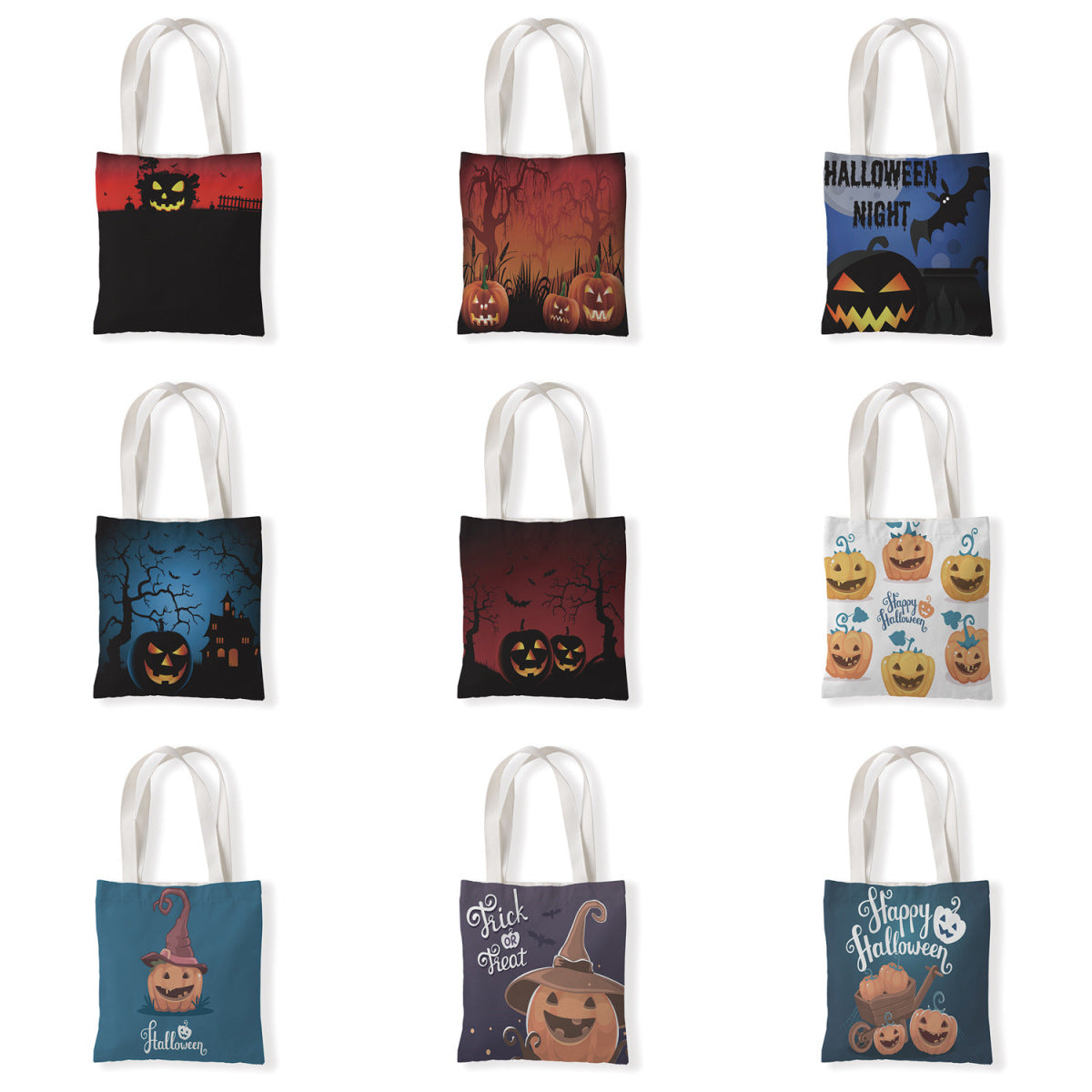 Bolsa de lona con estampado de calabaza de Halloween para uso diario