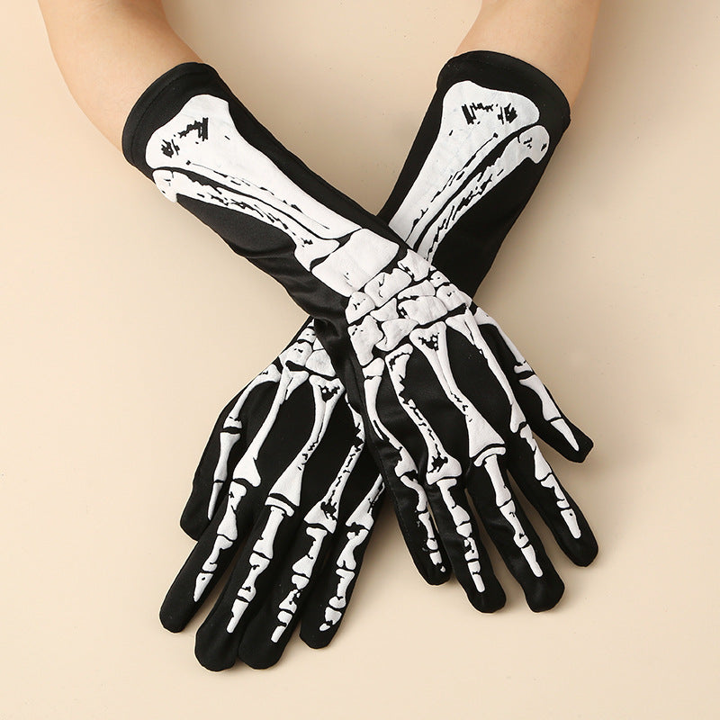 Halloween Print Skull Gloves Prom Party Props