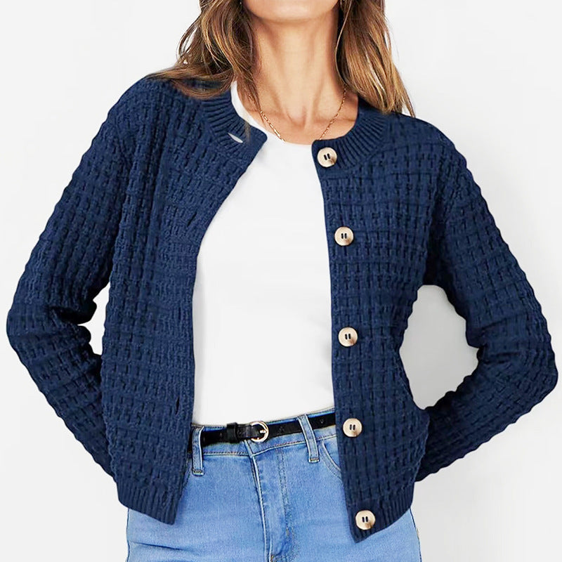 Cardigan décontracté à manches longues en tricot acrylique pour femme