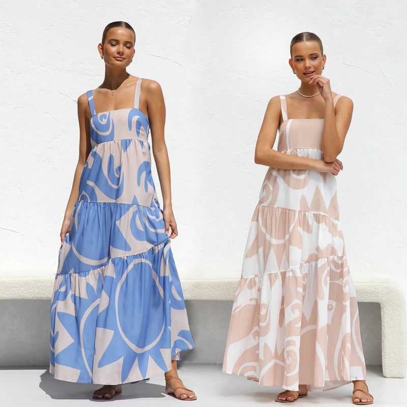Robe longue décontractée à imprimé bohème pour femme, idéale pour les vacances d'été