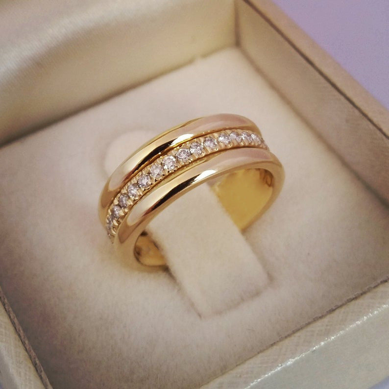 Anillo de aleación de circón simple para mujer, estilo geométrico unisex