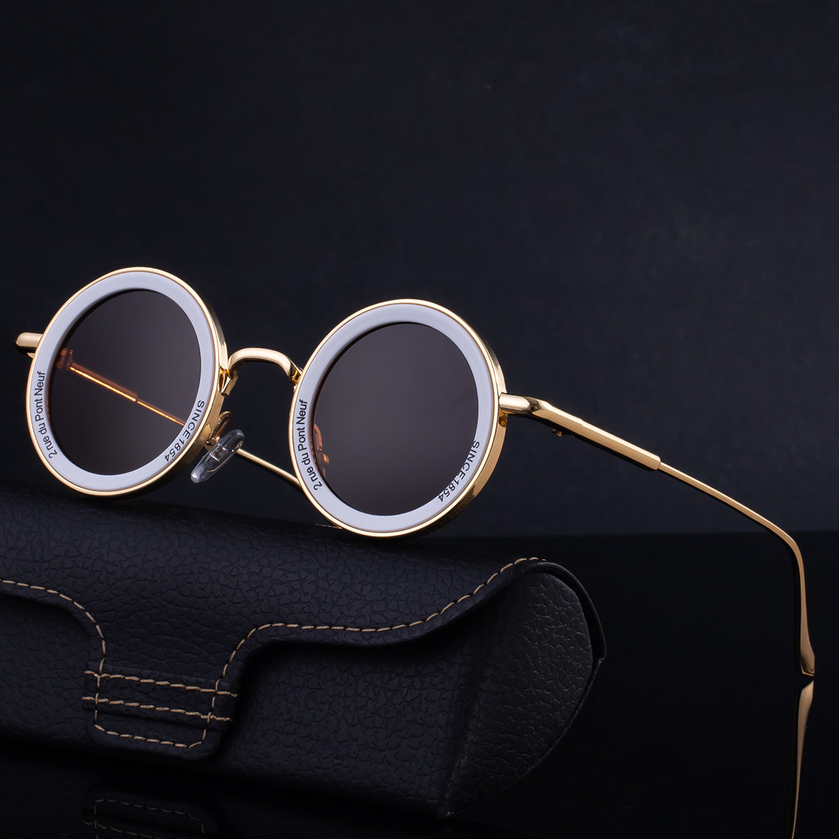 Lunettes de soleil rondes classiques à monture métallique pour hommes, couleurs unies