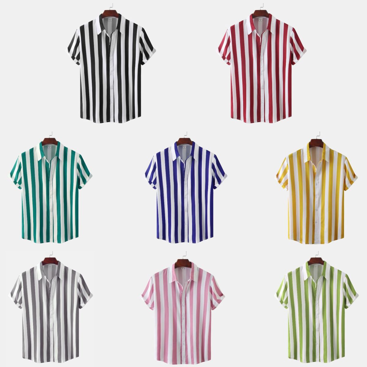 Men's Casual Vacation Stripe Print Short Sleeve Shirt
