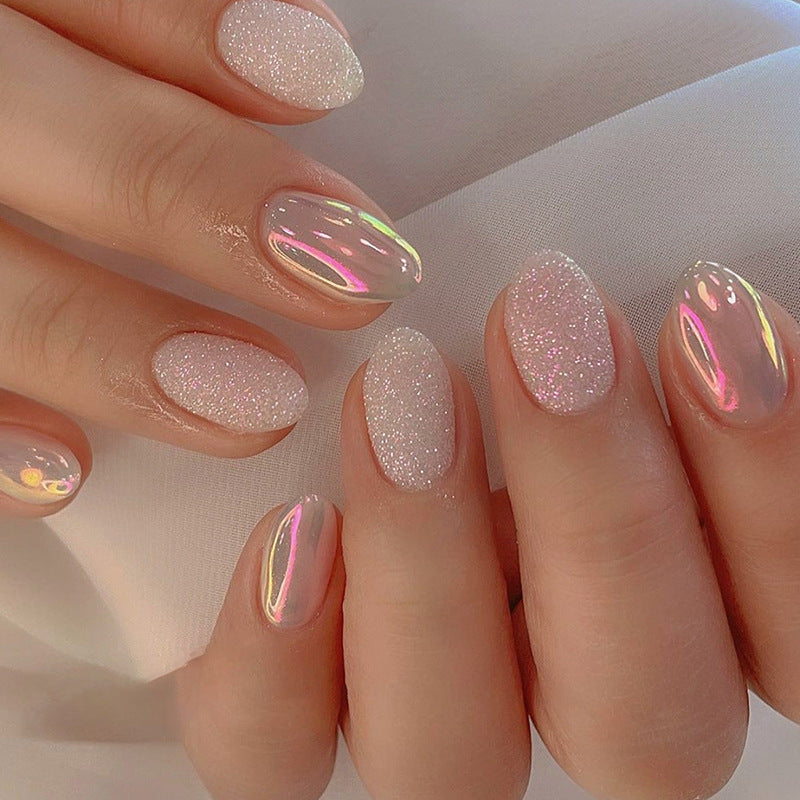 Uñas postizas con purpurina Aurora para niña dulce