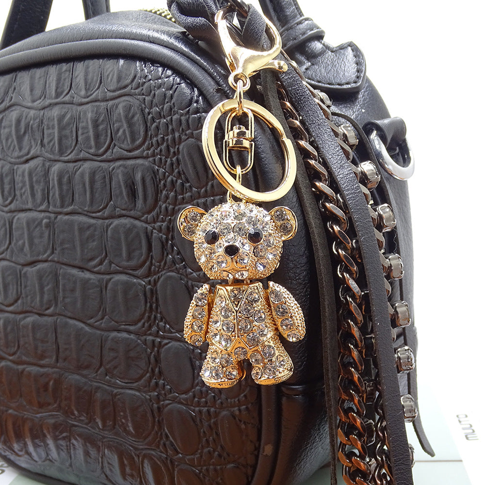 Fashion Creative Alloy Rhinestone Bear Key Chain Pendant