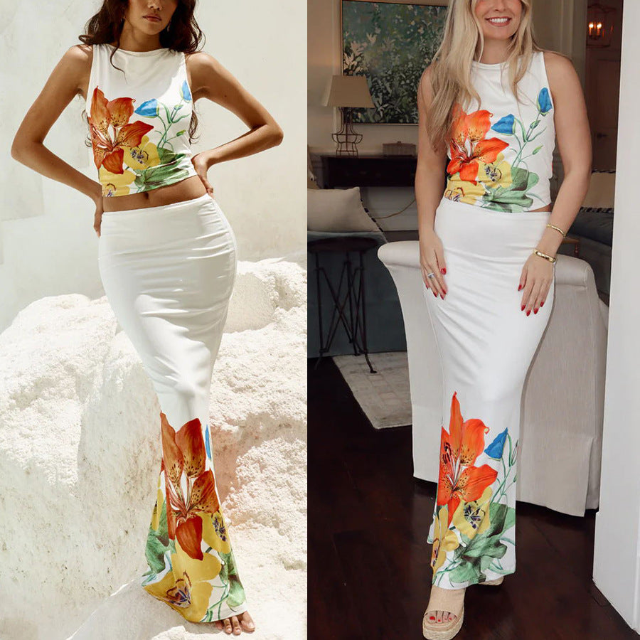Floral Print Two-Piece Casual Vacation Set