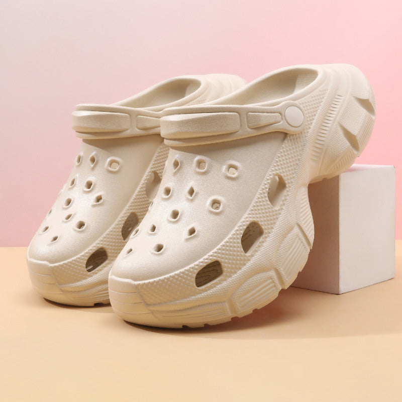 Zapatillas informales de suela gruesa con agujeros y suela gruesa para mujer