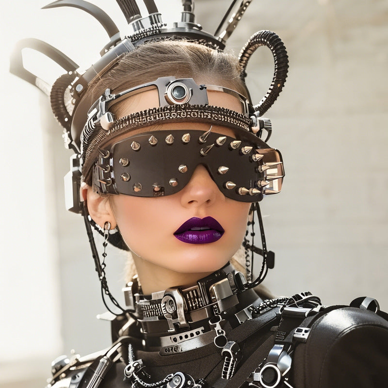 Gafas de sol unisex con montura grande y remaches modernos y estilo punk.