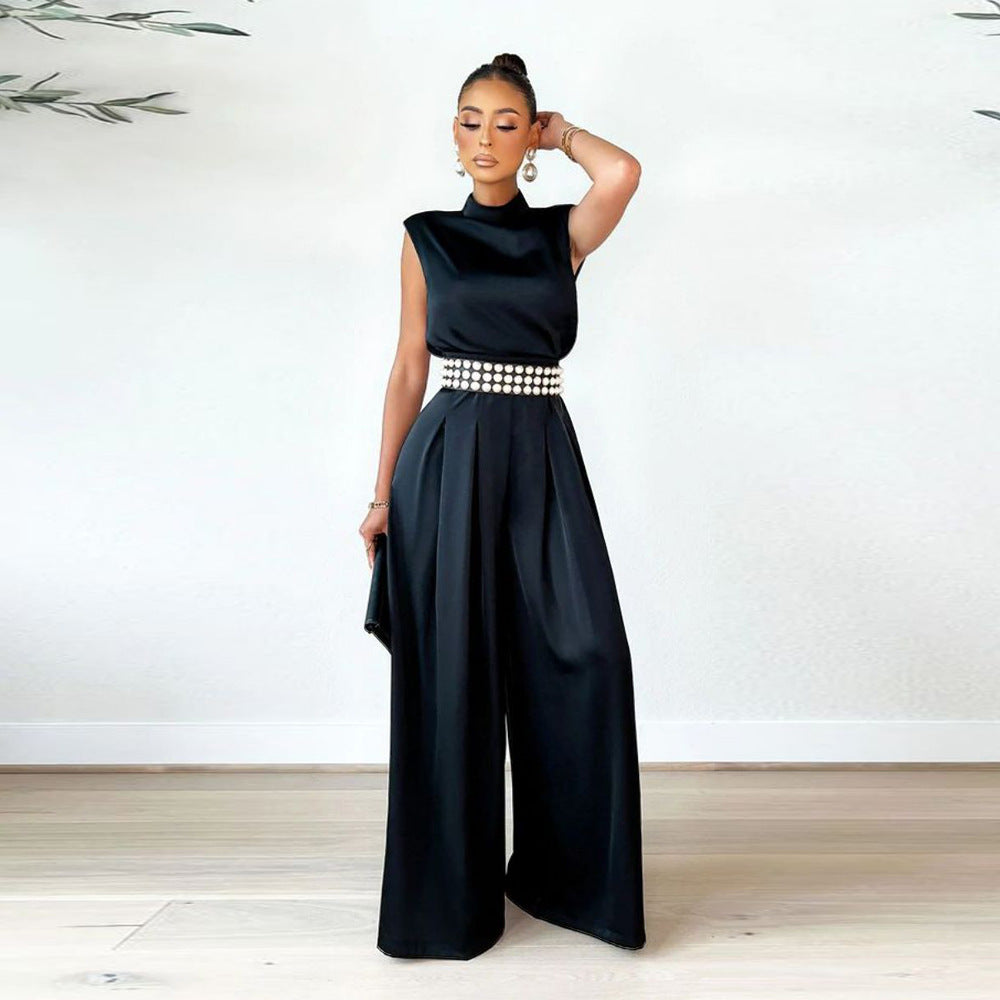 Women Fashion Solid Color Wide Leg Jumpsuits