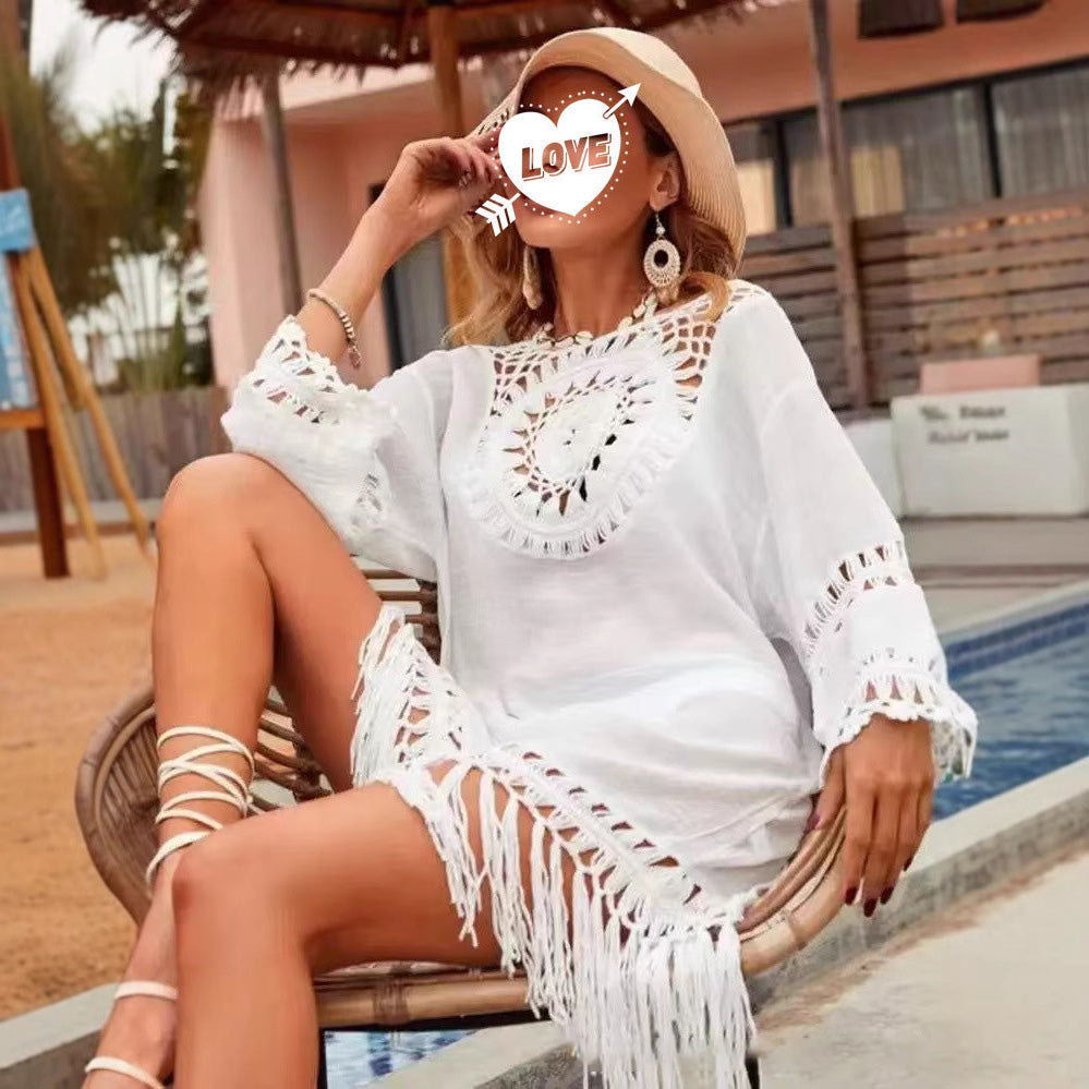 Vestido playero bohemio informal con aberturas para mujer