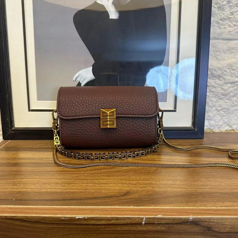Women Metal Chain Mini Square Bag in PU Leather